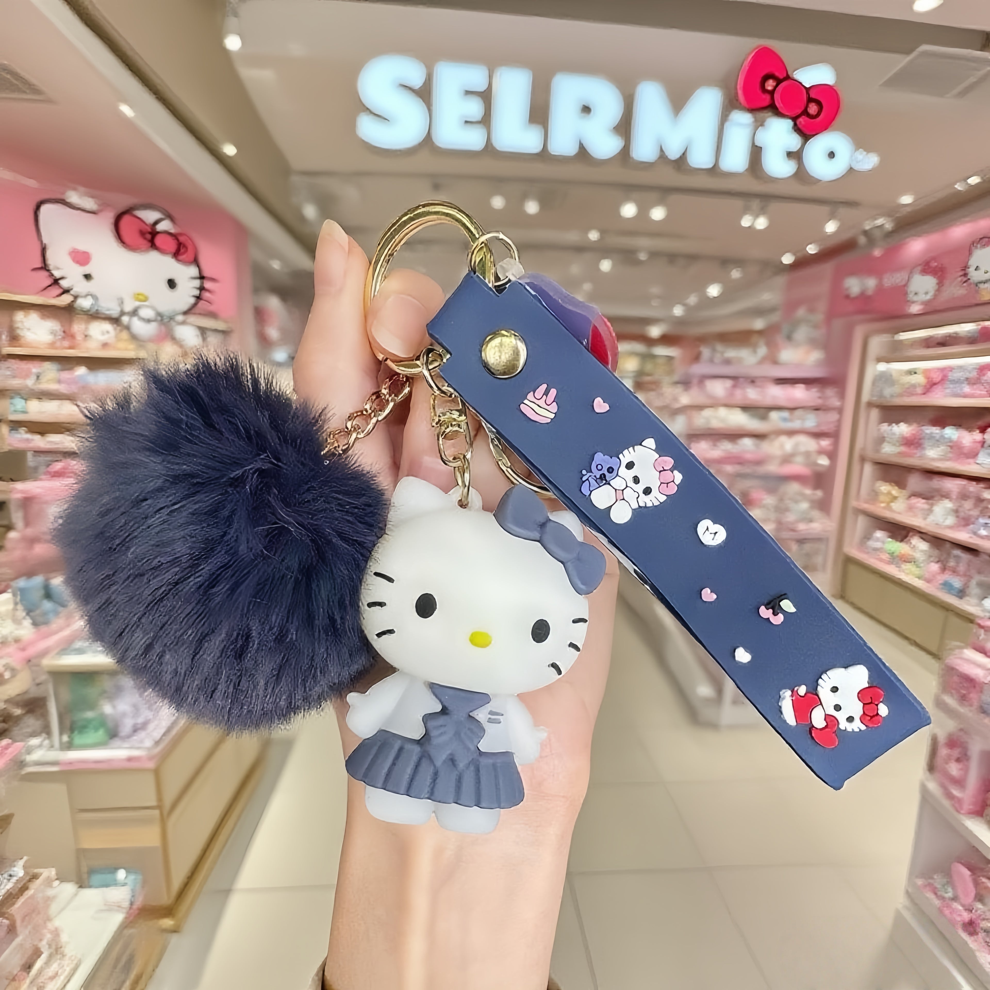 14pcs Sanrio For Hello KittyKeychains, Cartoon Cute Glitter Key Rings, Bag Pendants, Car Key Fobs, Plus Bright Balls More Eye-catching, Set Of Keychains, Key Rings, Pendants, Accessories, Suitable For Women'S Exquisite Holiday, Birthday Small