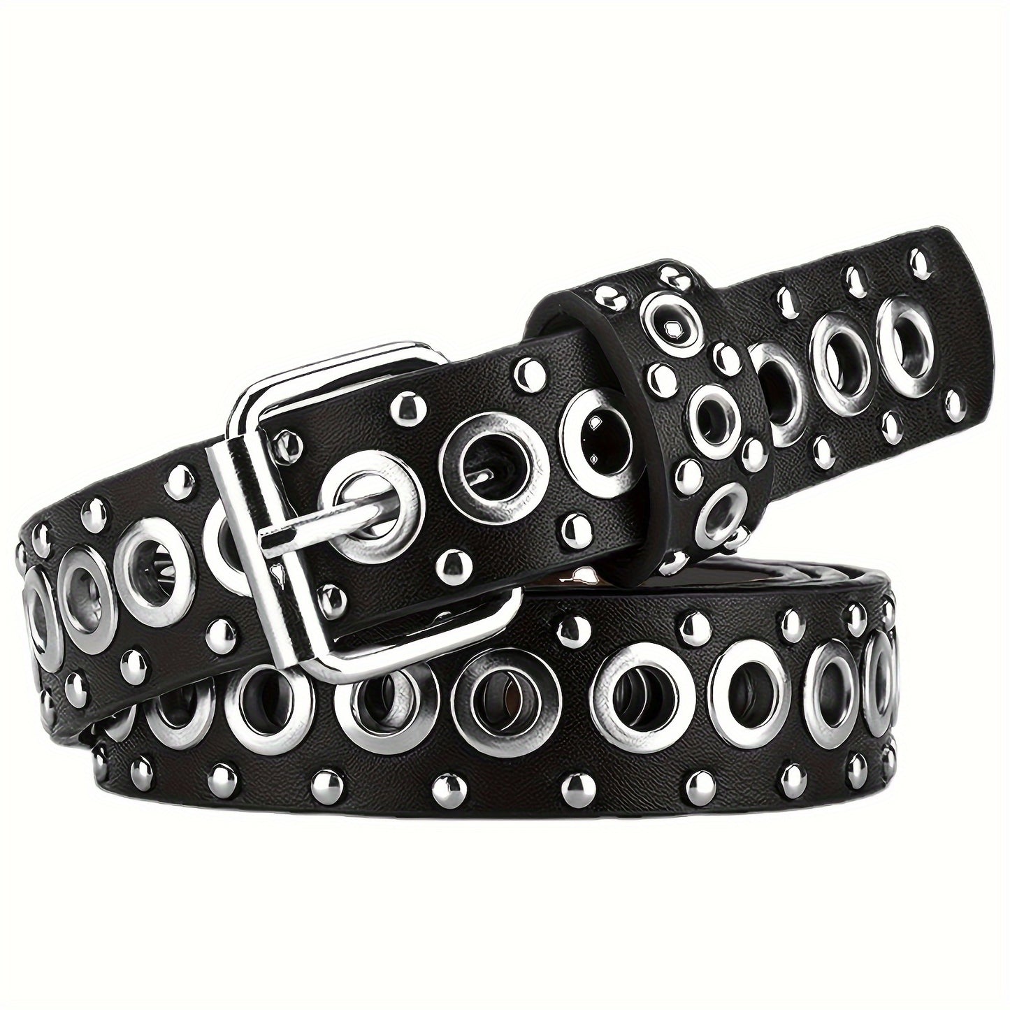 Punk Style Rivet Belt for Men and Women - Edgy Black Studded Rock Gothic Fashion Belt, Unisex Statement Accessory, Perfect Gift for Father's Day & Birthdays
