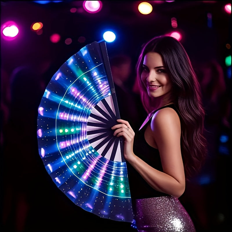 13-Inch Glow Party Fan - Extremely Bright Blue Neon Glow, Water-Resistant Material, Great for Evening Events, Disco Gatherings, And Big Celebrations, Perfect Fashion Gift for Both Men And Women