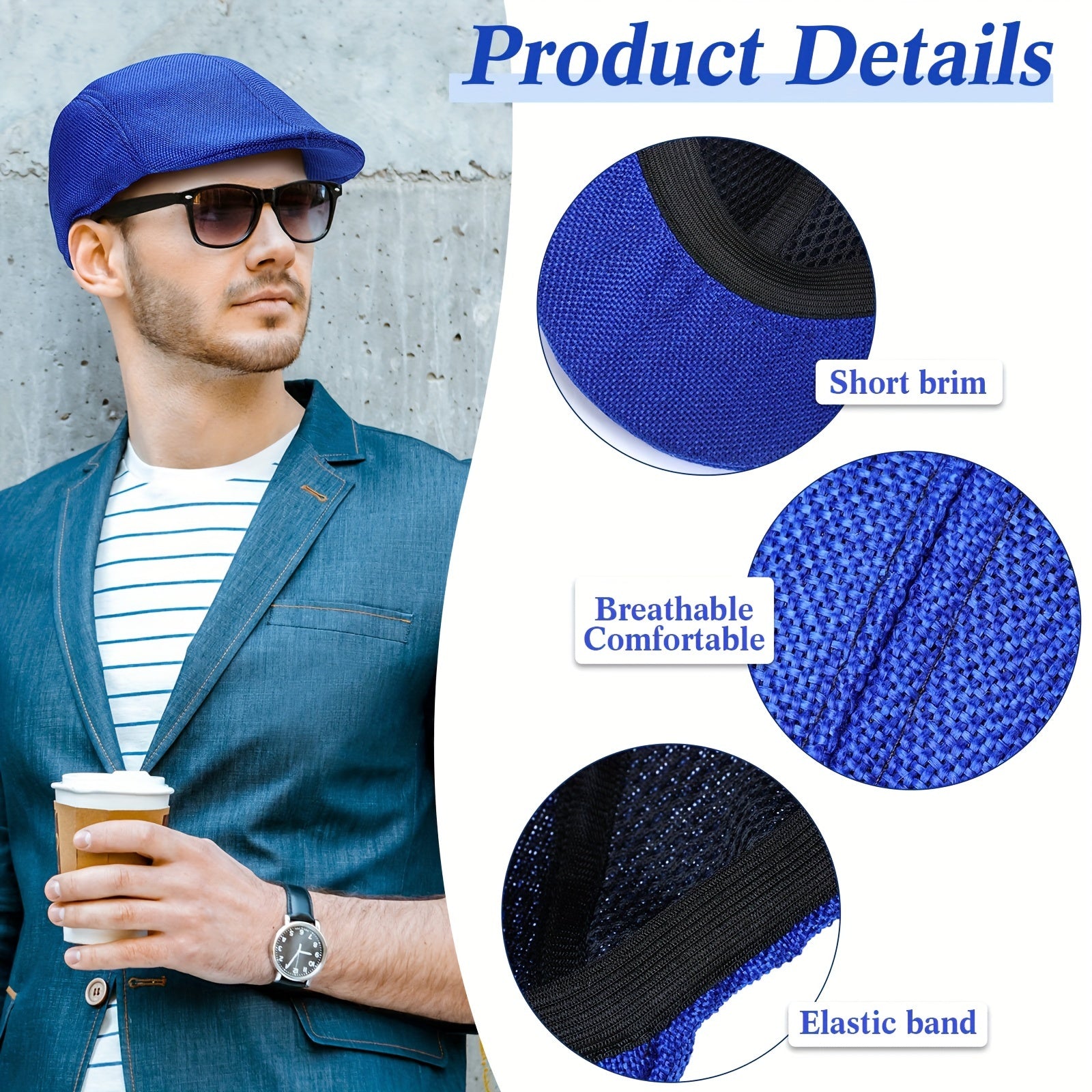 11 Colors Men's Flat Cap Irish Hats Newsboy Hats for Men Cabbie Hunting Cap Weave Linen-Like Newsboy Hat 11pcs. Suitable for Men and Women