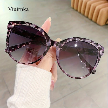 Oversized Cat Eye Sunglasses for Women Men Y2K Fashion Luxury Shades UV Protection Lightweight Beach Vacation Travel Eyewear Leopard Floral Multi-Color