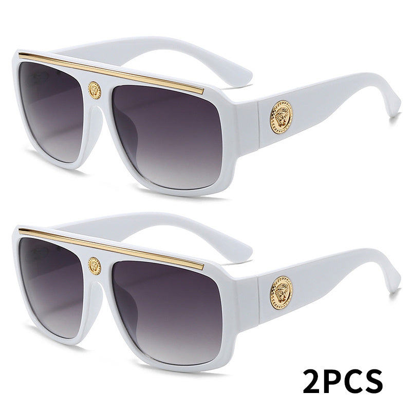 2 Pairs Of Men's Cyberpunk Square Fashion Glasses - Black Golden Metal Decoration, Lightweight Daily Wear Lenses, Street Trend Gifts, Luxury Polished Accessories, Fashion Glasses, Durable Daily Glasses
