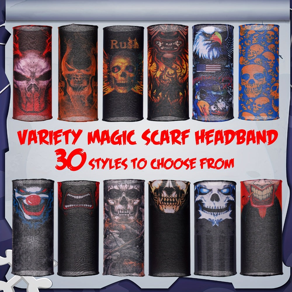 Face Mask - Skull 30 Pack Seamless Neck Gaiter Balaclava Bulk Headwear for Motorcycle - product detail view 3
