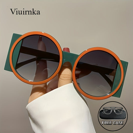 Fashion Sunglasses - Color Block Round Unisex Retro Minimalist Glasses for Beach Vacation - main product view