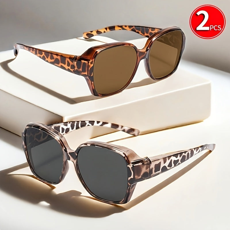 Fashion Sunglasses - Fit Over Glasses 2 Pack Large Retro Frames Wear Over Prescription Eyewear - product detail view 17