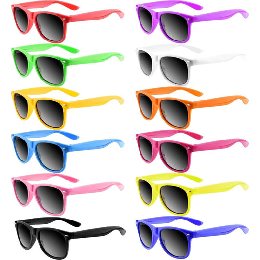 Fashion Sunglasses - Neon 12 Pack Bulk UV400 Polarized Favors - Colorful Shades for Beach Pool - main product view