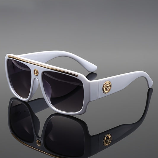 Fashion Sunglasses - Oversized Square Glasses Cyberpunk Extra Large 139mm+ Frame with Gold - main product view