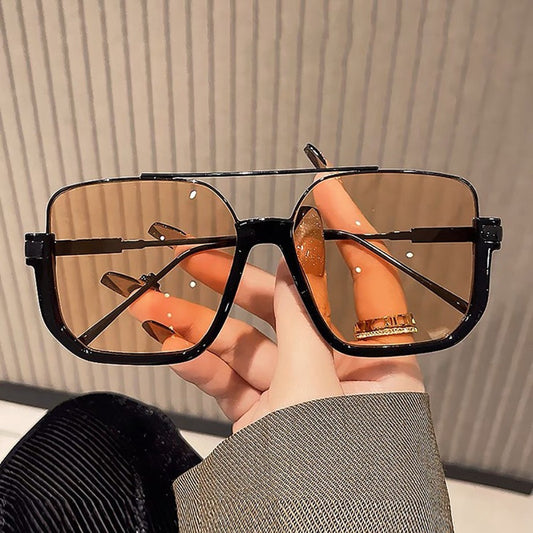 Fashion Sunglasses - Oversized Vintage Double Bridge Metal Frame PC Lens Unisex Shades for - main product view