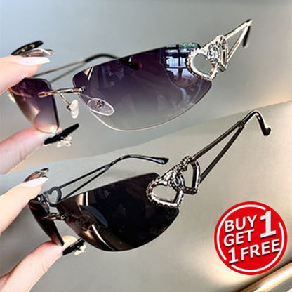Fashion Sunglasses - Y2K Rimless 2 Pack for Couples Retro Frameless Mercury Mirror Lens Glasses - product detail view 8