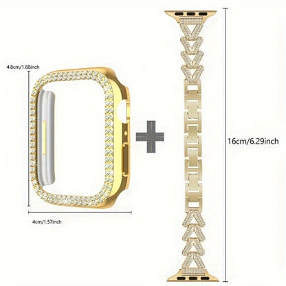 Fashion Watch - Apple Band Double Row Case Set Wheat Ear Alloy Strap with Matching Case - product detail view 2