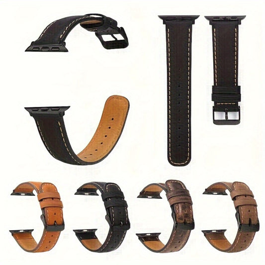 Fashion Watch - Genuine Leather Apple Band Deployant Clasp Replacement Strap for Apple - main product view