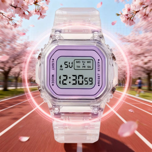 Fashion Watch - LED Digital Transparent Square Case Retro Futuristic Unisex Wristwatch - main product view