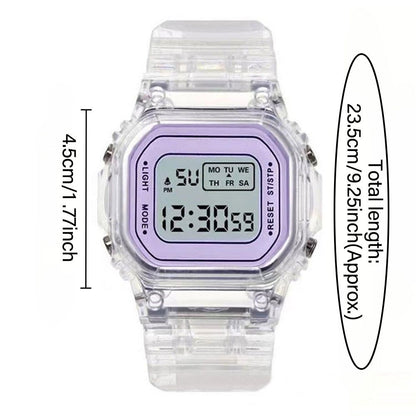 Fashion Watch - LED Digital Transparent Square Case Retro Futuristic Unisex Wristwatch - product detail view 4