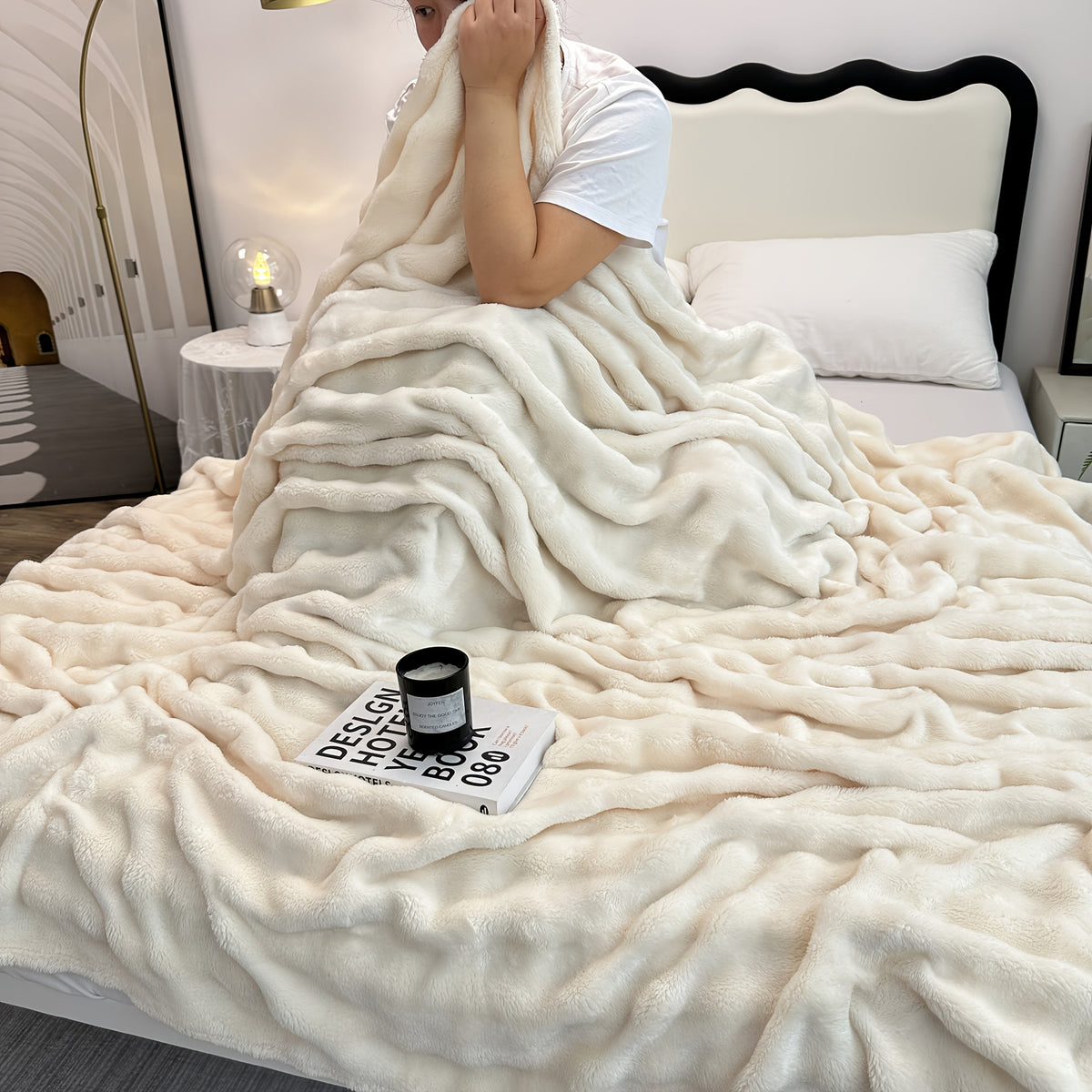 Faux Rabbit Fur Cozy Throw Blanket - Machine-Washable – view 2