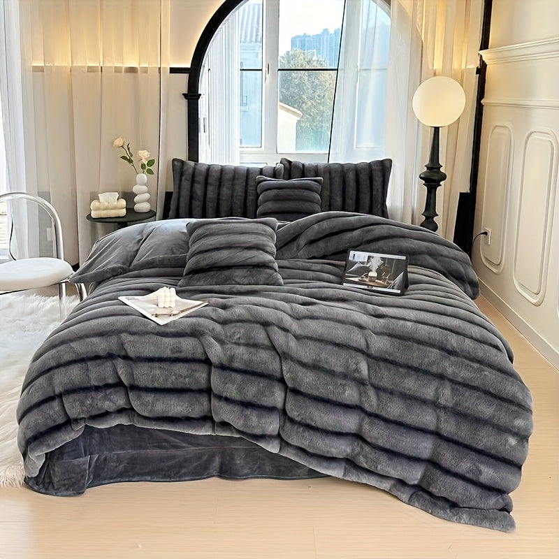 Faux Rabbit Fur Throw Blanket - Double-Layer Reversible Softness – view 2