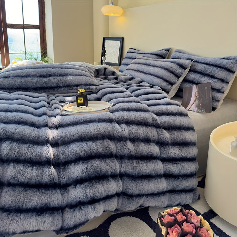 Faux Rabbit Fur Throw Blanket - Double-Layer Reversible Softness – view 8