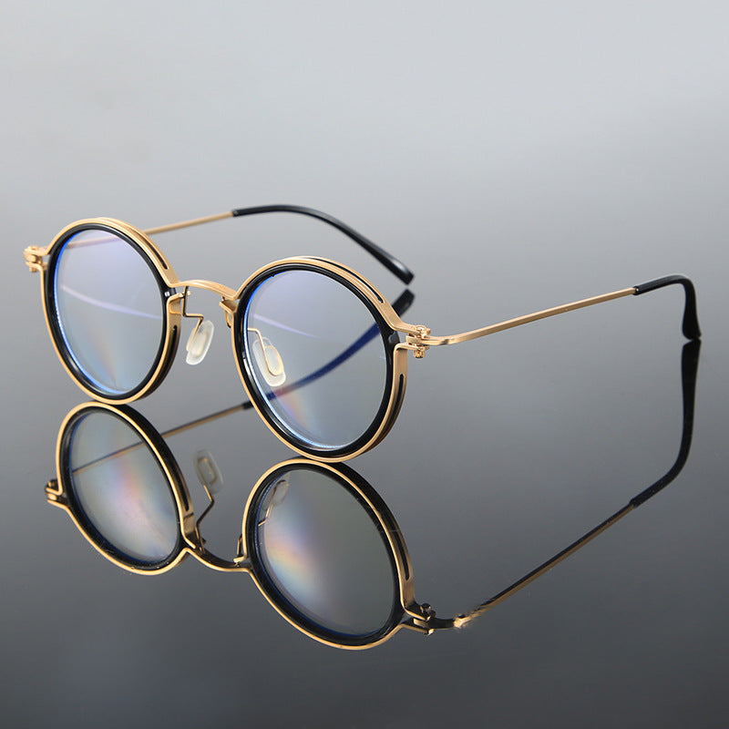 Reading Glasses Retro Round Metal Frame – HD Lenses with Case, Unisex Vintage Circle Readers, Anti-Glare Computer Eye Protection, +1.00 to +4.00 Diopters, Black Golden Brown
