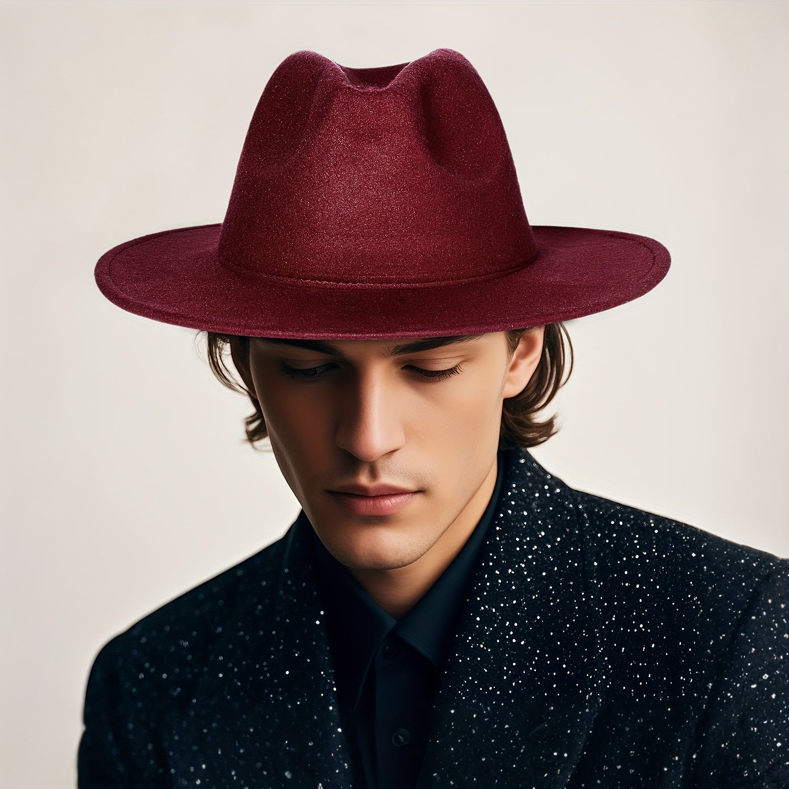 Men's Women's Two Tone Wide Brim Fedora Hat Trilby Panama Jazz Cap
