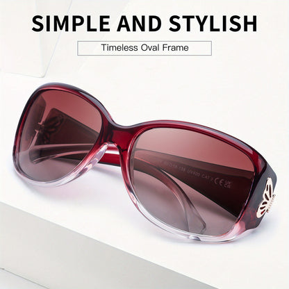Polarized Sunglasses for Women 2 Pack - Butterfly Heart Wrap-Around Jackie-O Style UV400 Protection, Trendy Oversized Fashion Shades in Gradient Blue, Gray, Black, Pink & Rainbow Colors