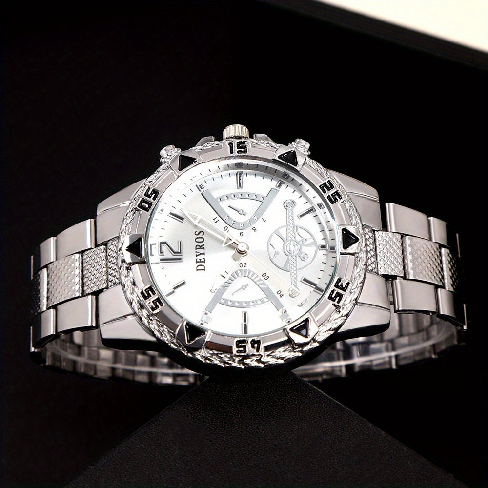 Set of 6 Men'S Watches, Stylish Classic Luxury Quartz Analog Timepieces in Stainless Steel, Perfect Gift Option for Men'S Wrist Watch, Reloj Para Hombre