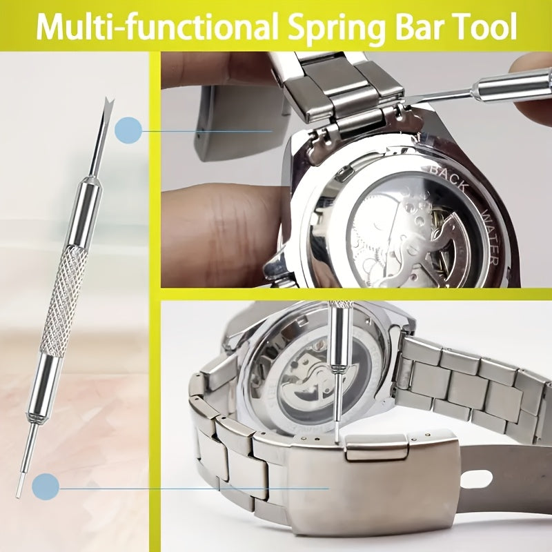 15pcs Stainless Steel for watch Band Removal Tool Kit | Professional Tool with Plastic Base for Watch Band Pin Removal, Suitable for Adjustment and Repair, No Assembly Required