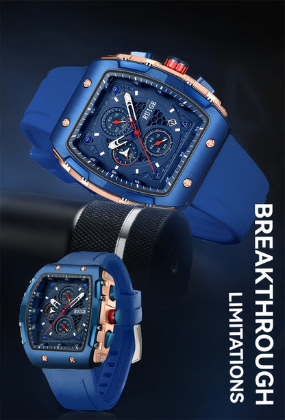 Men's Barrel-Shaped Quartz Watch with Luminous Hands & Date Display - Tonneau Analog Wristwatch for Daily Wear, Sport & Formal Occasions, Ideal Gift for Father & Husband