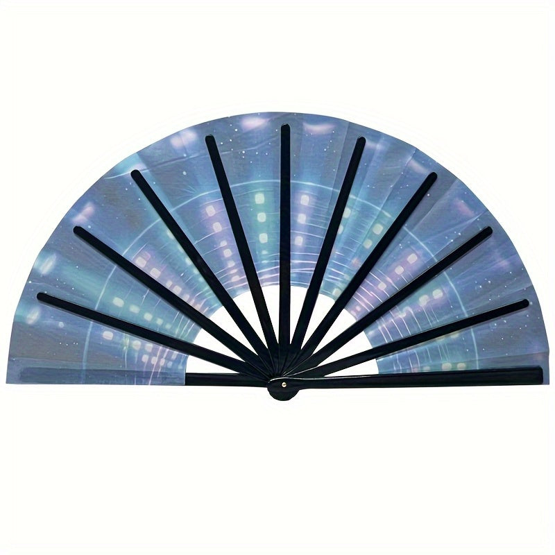 13-Inch Glow Party Fan - Extremely Bright Blue Neon Glow, Water-Resistant Material, Great for Evening Events, Disco Gatherings, And Big Celebrations, Perfect Fashion Gift for Both Men And Women