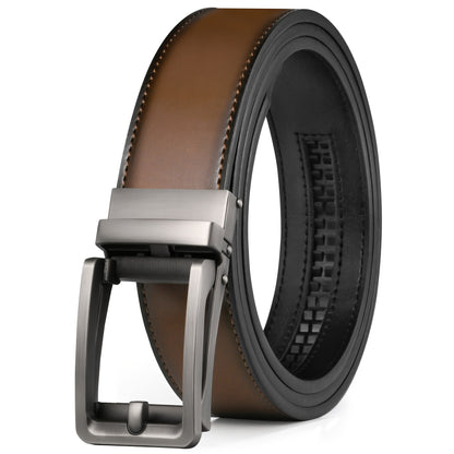 Ratchet Belt for Men - Premium Leather Slide Belt with Automatic Click Buckle, Adjustable 28"-46" Waist, 8 Colors, Dress & Casual, Gift for Husband