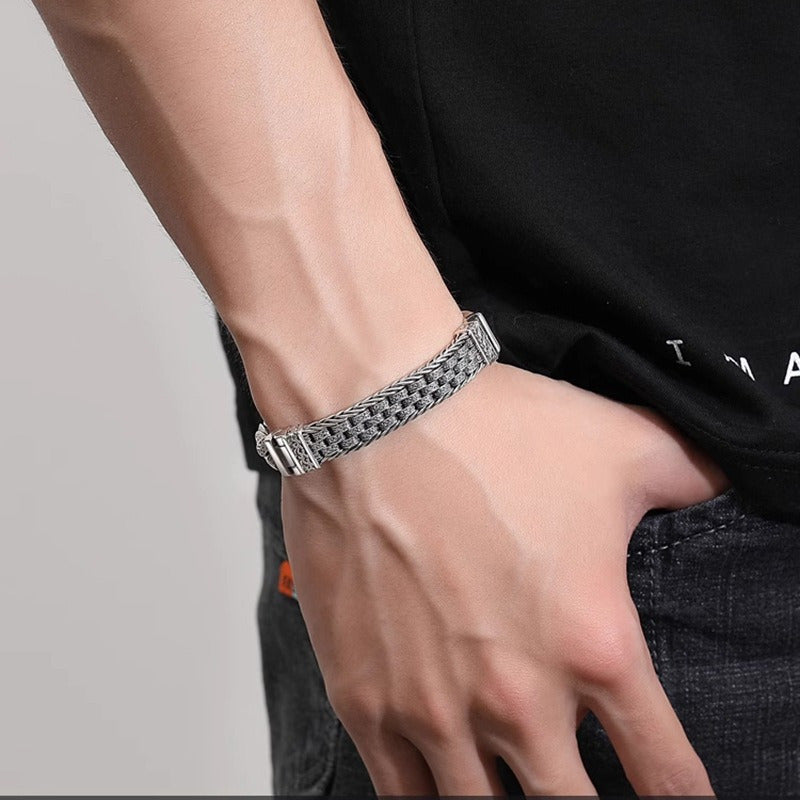 1pc S925 Silvery Men'S Bracelet, Fashion Bracelet, Silvery Bracelet, Men'S Birthday Gift Jewelry, Father'S Day Gift, Boyfriend Gift, Birthday Gift, Perfect Gift for Boys, Perfect for Daily Wear