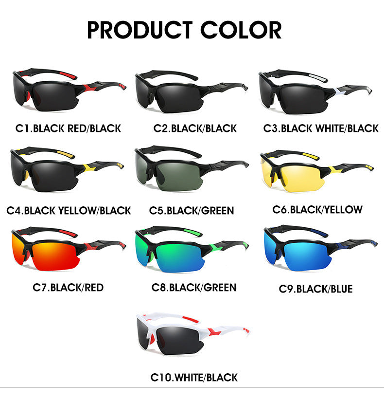 3pcs/ 10pcs New Cross-Border Outdoor Sports, Skiing, Driving Half-Frame Polarized Sunglasses Men'S Running Fishing Sunglasses Sun Protection Lightweight Goggles