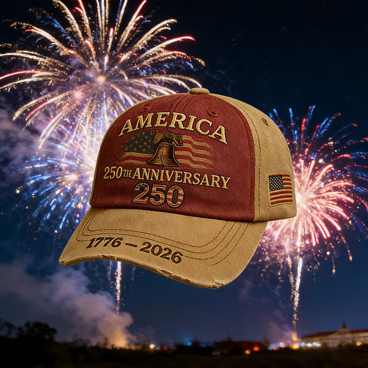 [Ideal Gift] 4pcs USA 250th Year Patriotic Baseball Cap, American Patriotic Baseball Cap, American Independence Day Cap, Adjustable Embroidered Baseball Cap - Patriot, Holiday Accessory, Classic Vintage Design, Unisex Ideal Gift For History Lovers