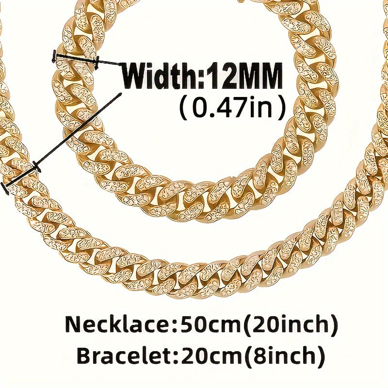 Set Of 3 Pieces, Watch Set For Men And Women, Men's Cuban Necklace And Bracelet Set, Christmas Gift