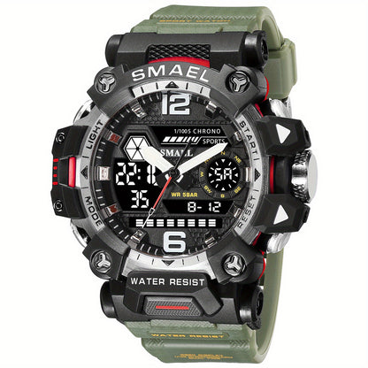 SMAEL Tactical Military Sports Watch for Men — Waterproof, Night Light, Alarm, Calendar