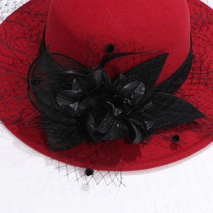 Fedora Hat - for Women Dome Top Flower Decoration Veiled Church Retro Elegant 1920s - product detail view 14