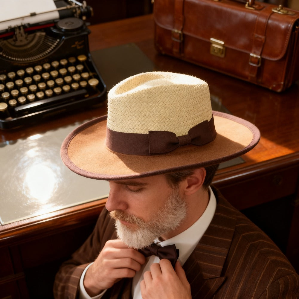 Fedora Hat - Felt Couple Matching Color Block Adjustable - Soft High Quality Felt for - product detail view 18