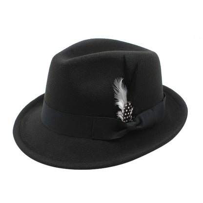 Fedora Hat - Felt with Feather for Men Women - Classic Short Brim Panama , Unisex - product detail view 4