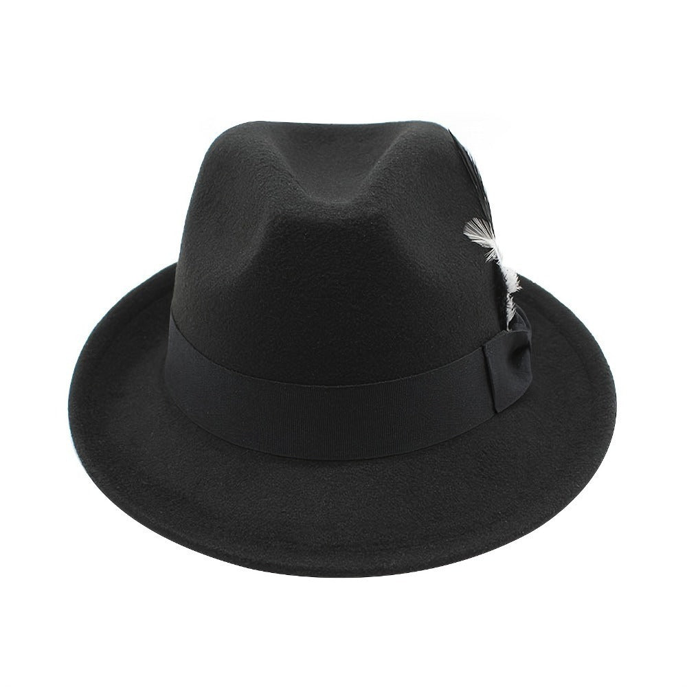 Fedora Hat - Felt with Feather for Men Women - Classic Short Brim Panama , Unisex - product detail view 5