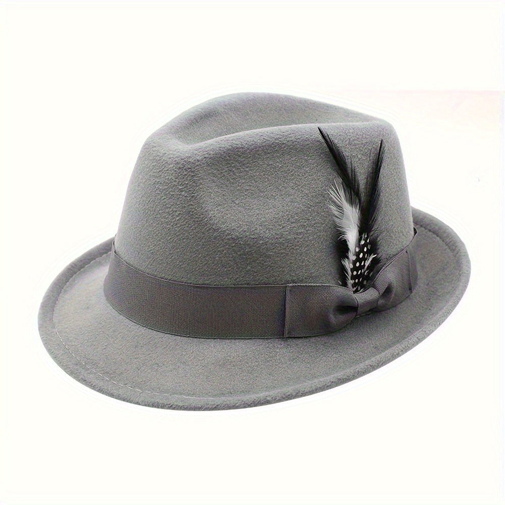 Fedora Hat - Felt with Feather for Men Women - Classic Short Brim Panama , Unisex - product detail view 6