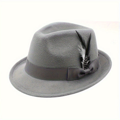 Fedora Hat - Felt with Feather for Men Women - Classic Short Brim Panama , Unisex - product detail view 6