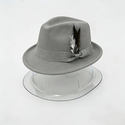Fedora Hat - Felt with Feather for Men Women - Classic Short Brim Panama , Unisex - product detail view 8