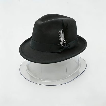 Fedora Hat - Felt with Feather for Men Women - Classic Short Brim Panama , Unisex - product detail view 10