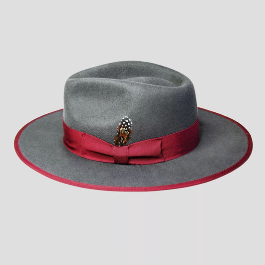 Fedora Hat - Men Women Felt Ferguson Grey Burgundy Two-Tone Street Fashion Music Rock - main product view