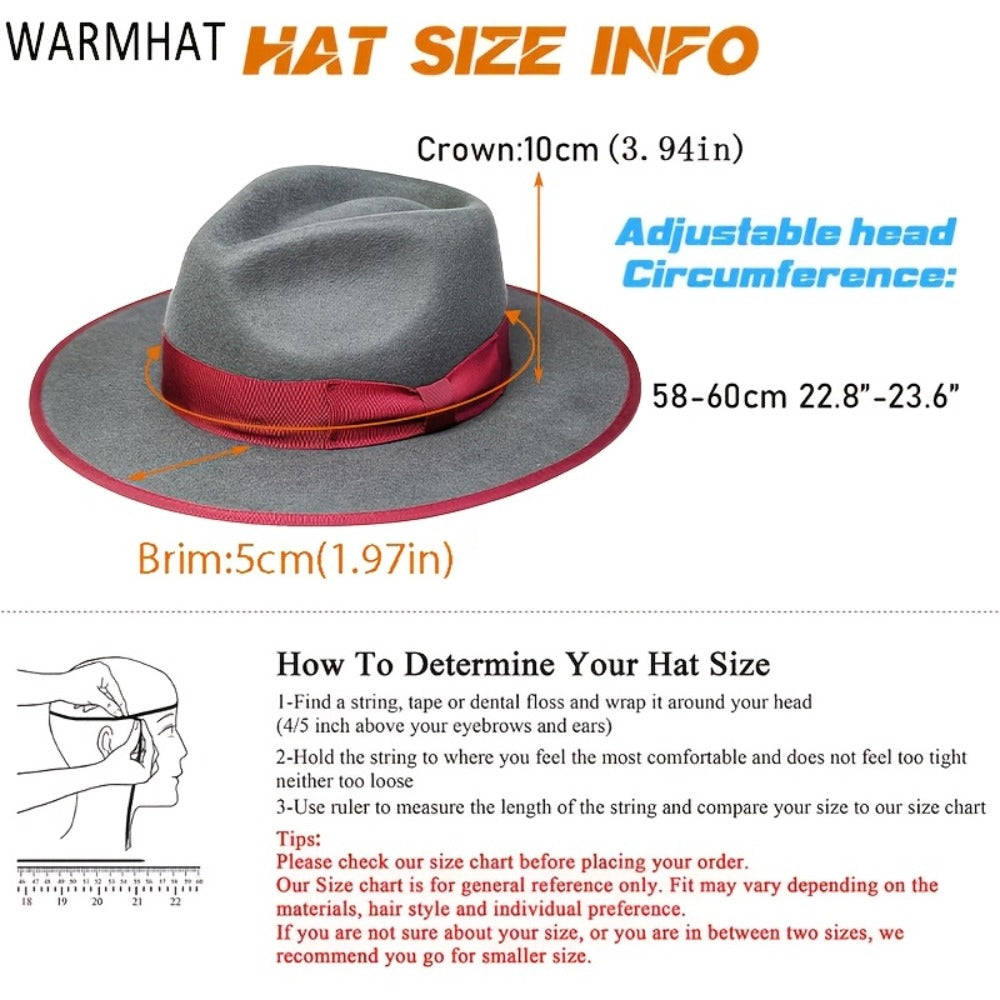 Fedora Hat - Men Women Felt Ferguson Grey Burgundy Two-Tone Street Fashion Music Rock - product detail view 2
