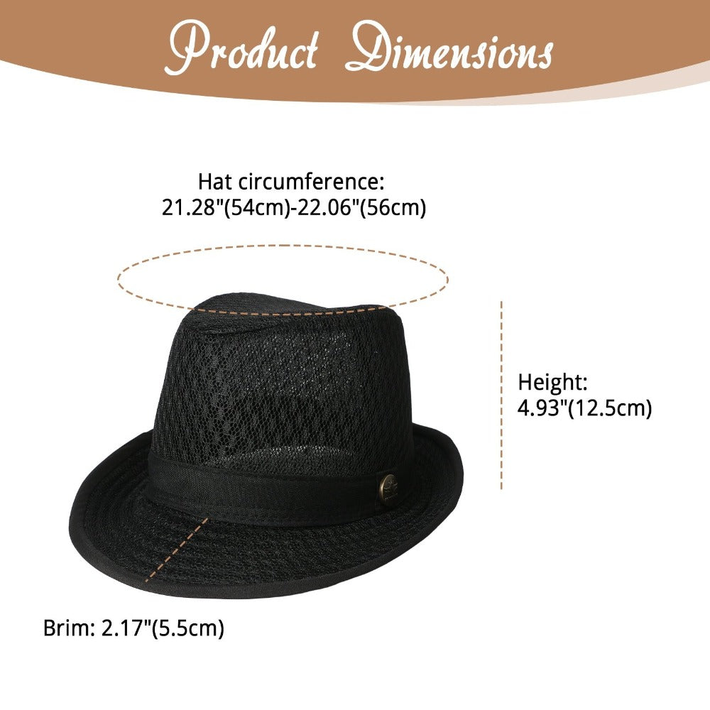 Fedora Hat - for Men & Women Lightweight Mesh Breathable Design with Simple Ribbon - product detail view 4
