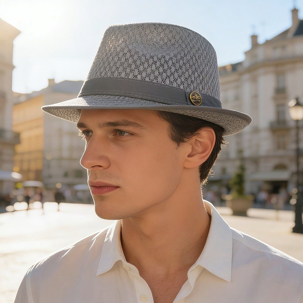 Fedora Hat - for Men & Women Lightweight Mesh Breathable Design with Simple Ribbon - product detail view 12