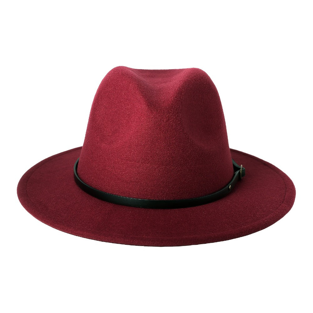 Fedora Hat - Panama Wide Brim Felt with Belt Buckle Women Men Trilby Cap 100% Polyester - product detail view 11