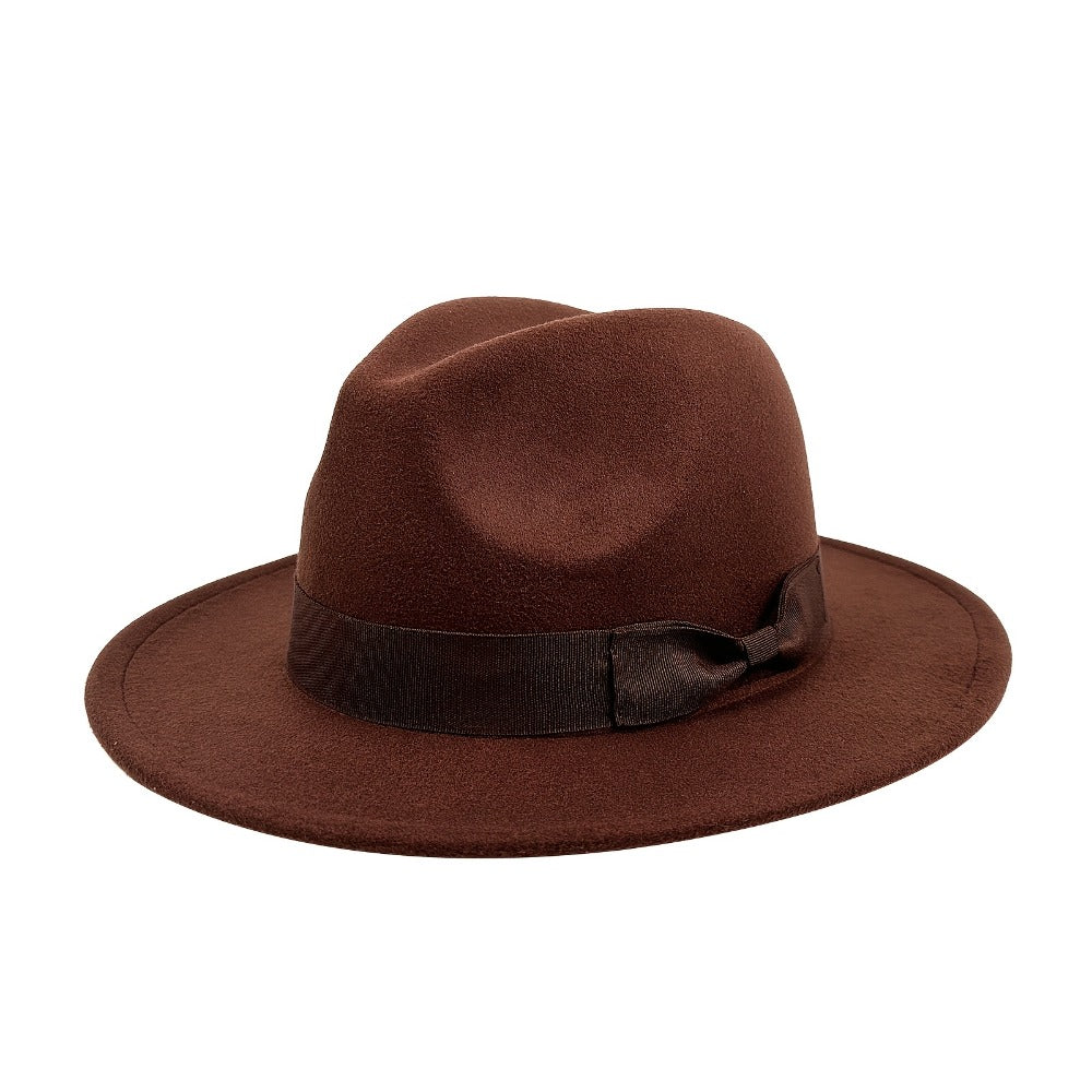 Fedora Hat - Panama Wide Brim Jazz Cap for Men Women Classic Woven with Bow Knot - product detail view 17