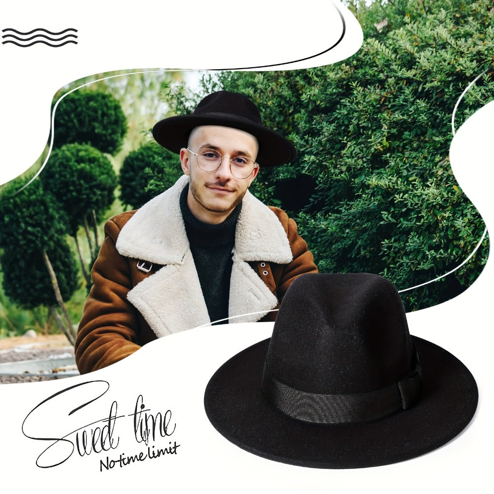 Fedora Hat - Panama Wide Brim Jazz Cap for Men Women Classic Woven with Bow Knot - product detail view 18