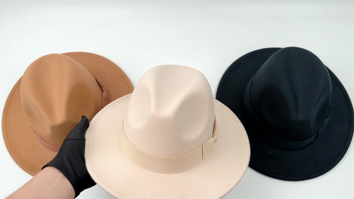 Fedora Hat - Panama Wide Brim Jazz Cap for Men Women Classic Woven with Bow Knot - product detail view 19