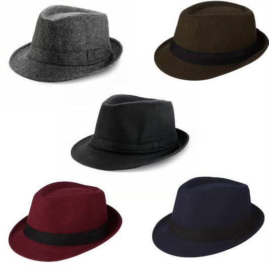 Fedora Hat - Men Short Brim Manhattan Structured Trilby Jazz Cap Gangster Style Elegant - main product view